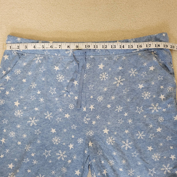 Merry Lane Size XXL Let It Snow 2 Pc PJ Set Snowflake Print Elastic Waist Blue - Picture 8 of 16